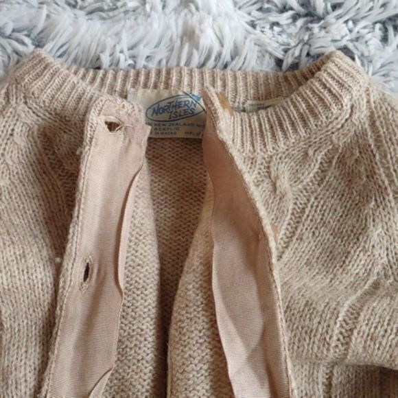 Vintage Northern Isles Neutral Cream Wool Blend‎ Button Down Cardigan - Picture 7 of 10